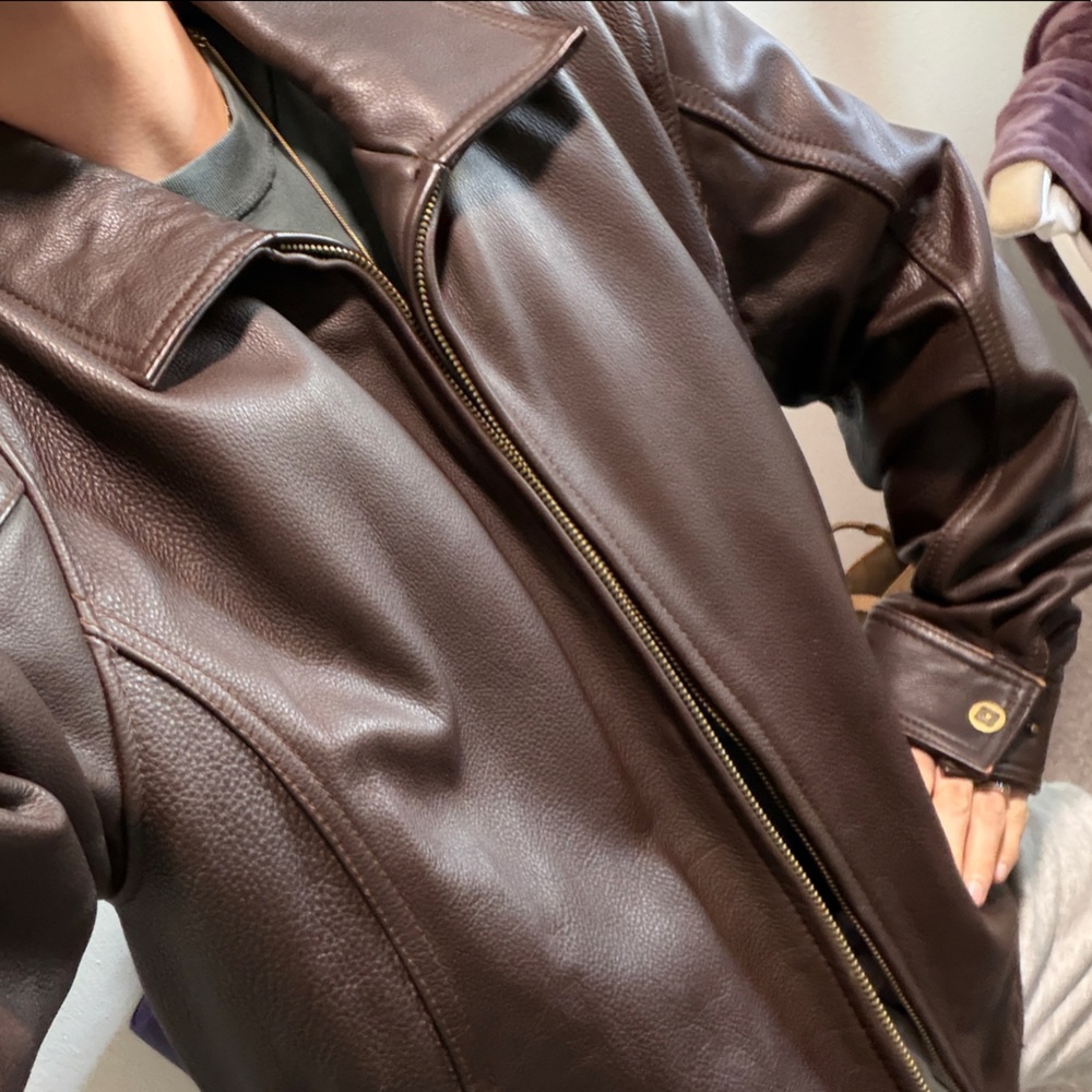Wilsons Leather Dark Brown Bomber Jacket with removable Vest liner